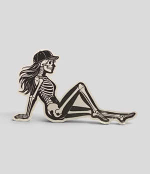 SKULL_MUD_01 Skeleton Girl Laminated Vinyl Sticker – 3.5"