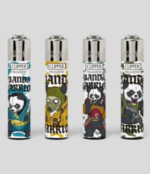 Clipper Panda Warriors Classic Large reusable lighters in four designs