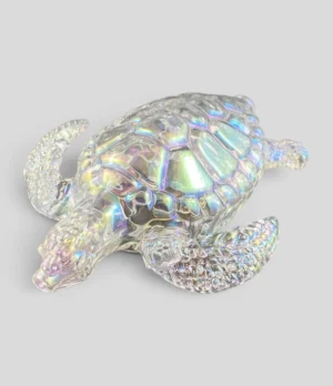 Iridescent Sea Turtle glass pipe made from clear borosilicate glass