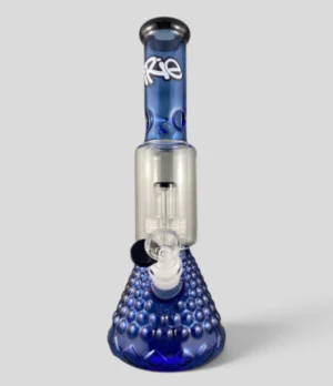 iRie 13.5 inch sapphire blue dual chamber beaker bong with showerhead percolator