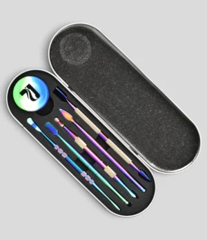 Pulsar 6-Piece Dab Tool Set with rainbow tools and hard case
