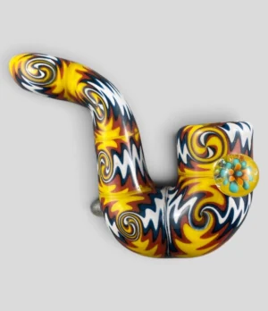 Wig Wag Sherlock glass pipe with flower marble
