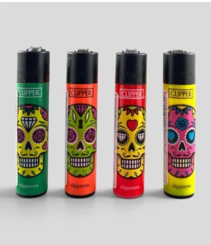 Clipper Day of the Dead Skull Lighter in four colourful designs