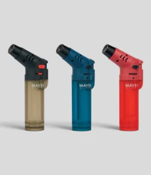 Maven Alpha+ Transparent Torch Lighter in black, blue and red