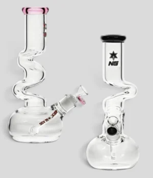 Nice Glass Round Base 12" Zong Bong in Black and Pink